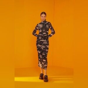 NWT FARM Rio Black & White Cerrado Sky Tulle Dress Size XS